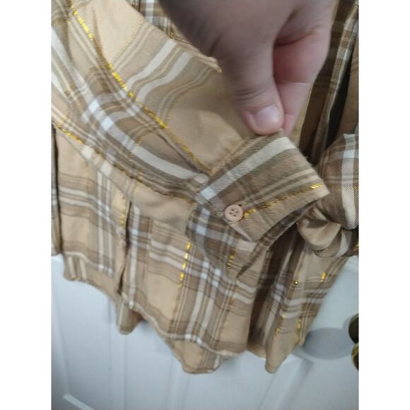 lane bryant woman plus size 18/20 Shirt Collared Button Brown Plaid Roll Tab... - Picture 5 of 9